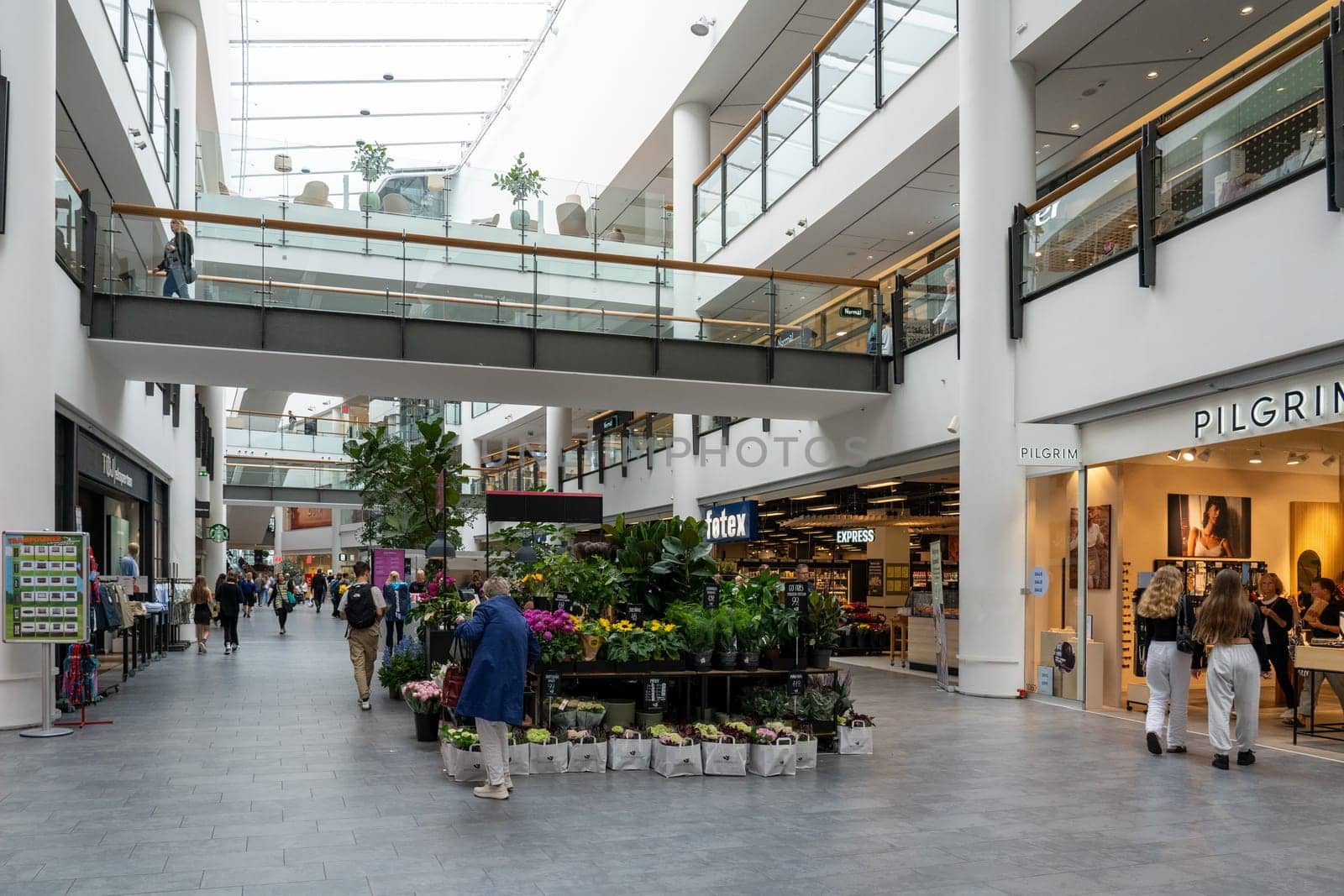 Copenhagen, Denmark - June 30, 2023: People inside the shopping mall Frederiksberg Centret.