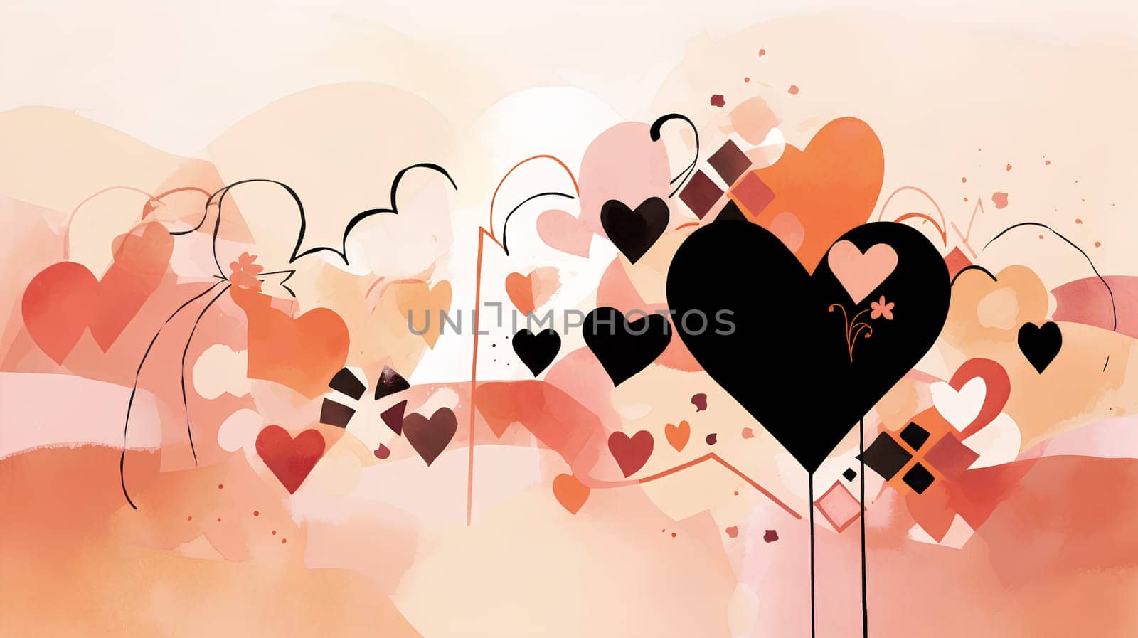 Artful hearts in a blend of red and pink hues create a whimsical valentine scene by chrisroll