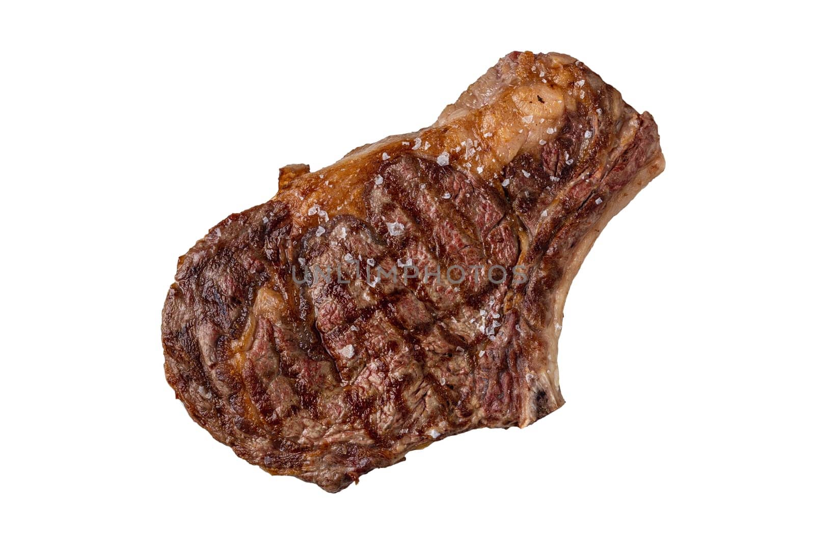 Dallas steak cooked on barbecue on white background by Sonat