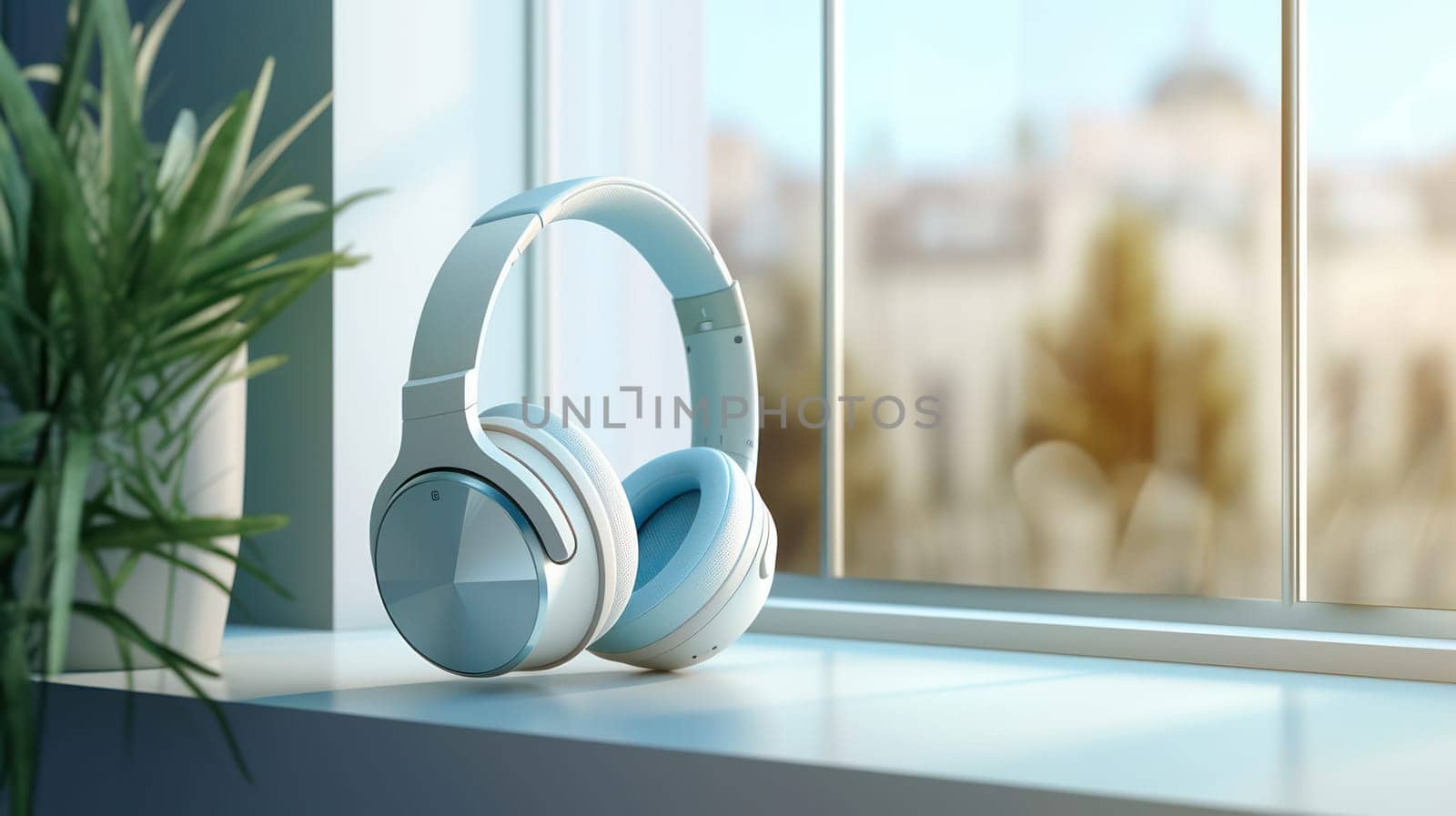 Modern Musical Entertainment: Isolated White Stereo Headset for Digital Audio Devices.