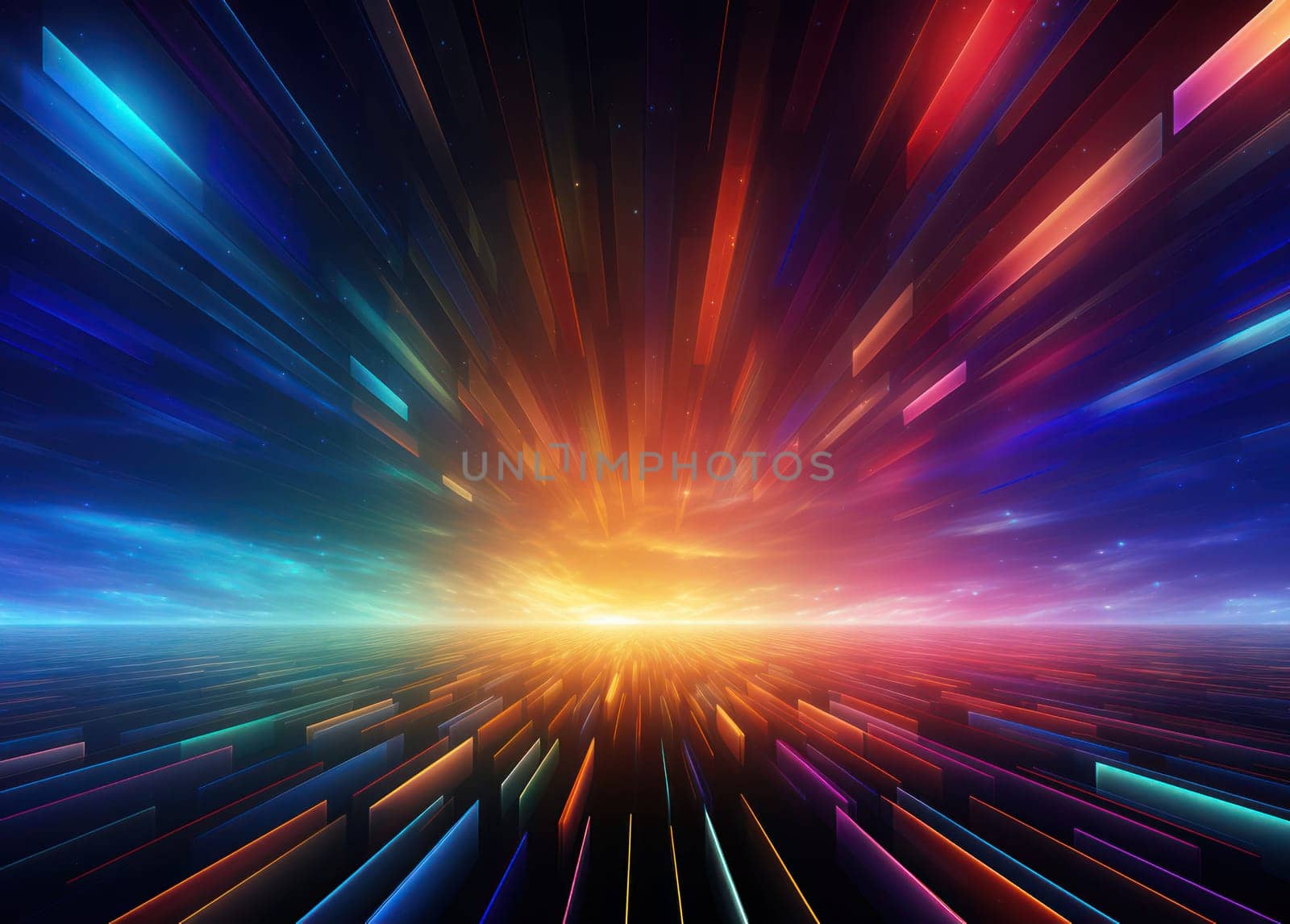 Futuristic Light Speed: Abstract Motion Technology in a Colorful Neon Tunnel by Vichizh