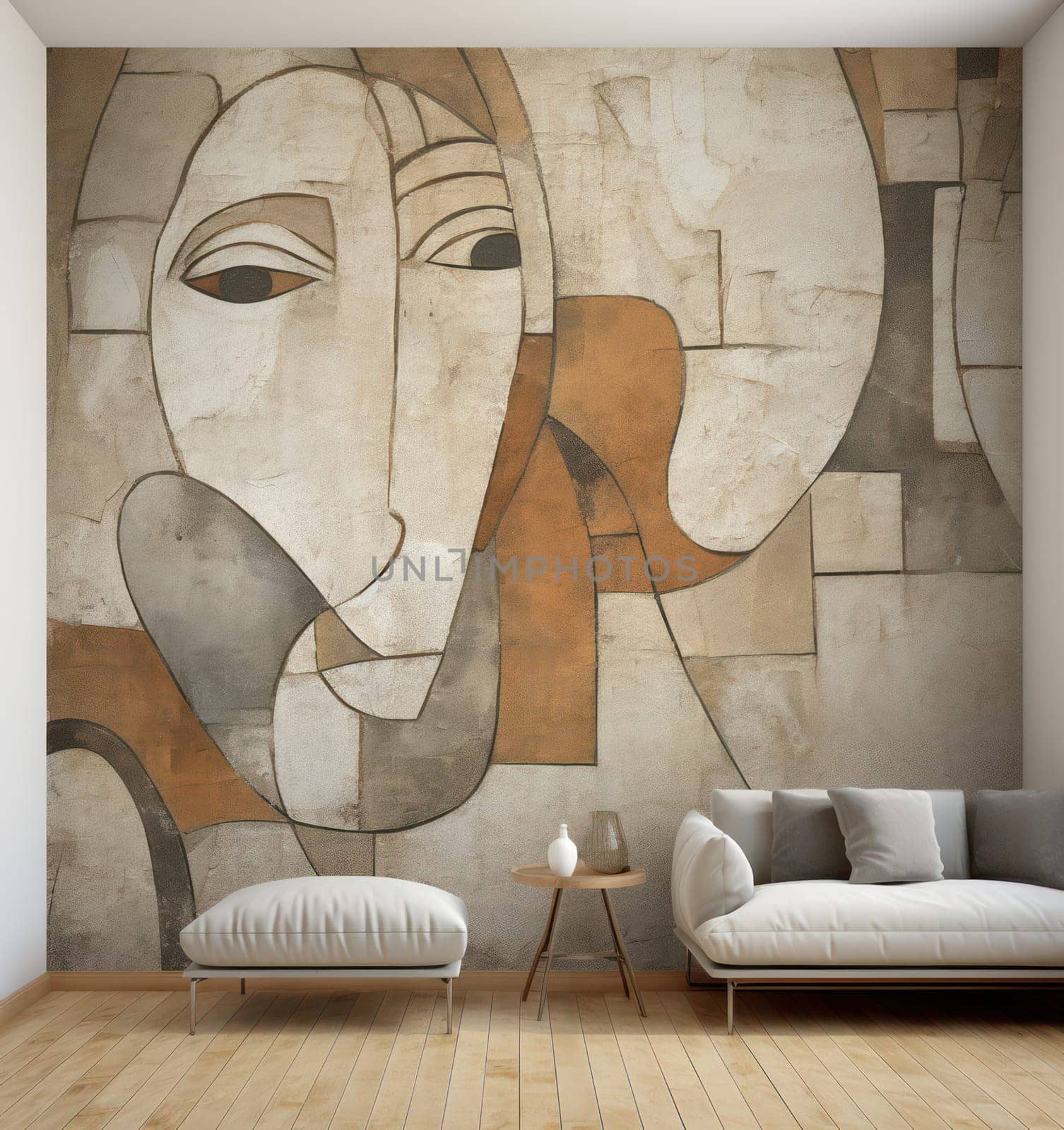 Vintage Brick Wall Design: A Modern Twist of Ancient Art in a Retro Living Room by Vichizh