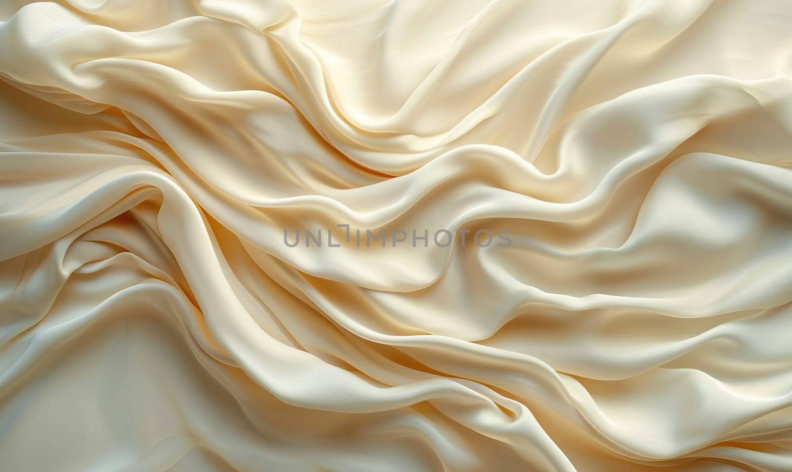 Light wavy background, beige fabric close-up. Selective soft focus.