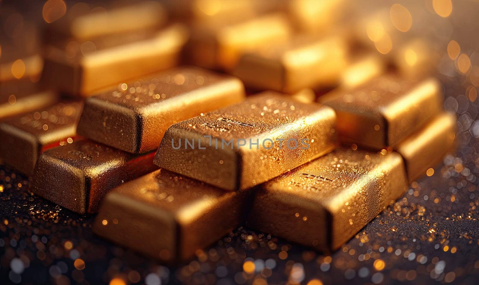 Abstract gold bars as a textural background. by Fischeron
