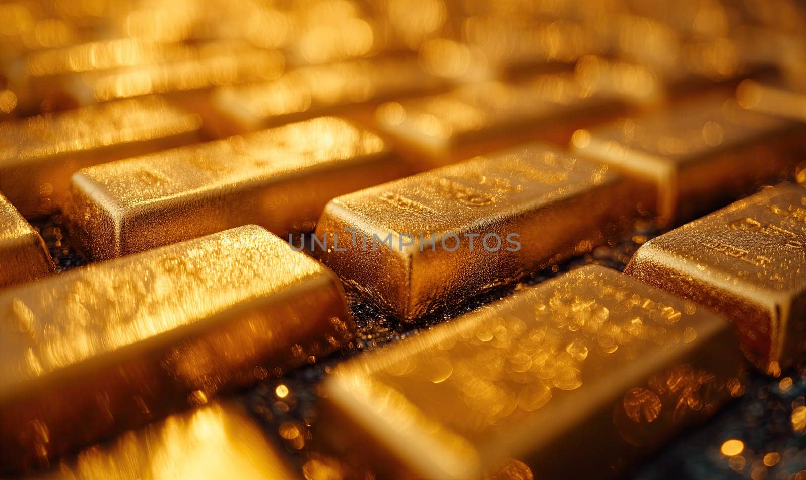 Abstract gold bars as a textural background. by Fischeron