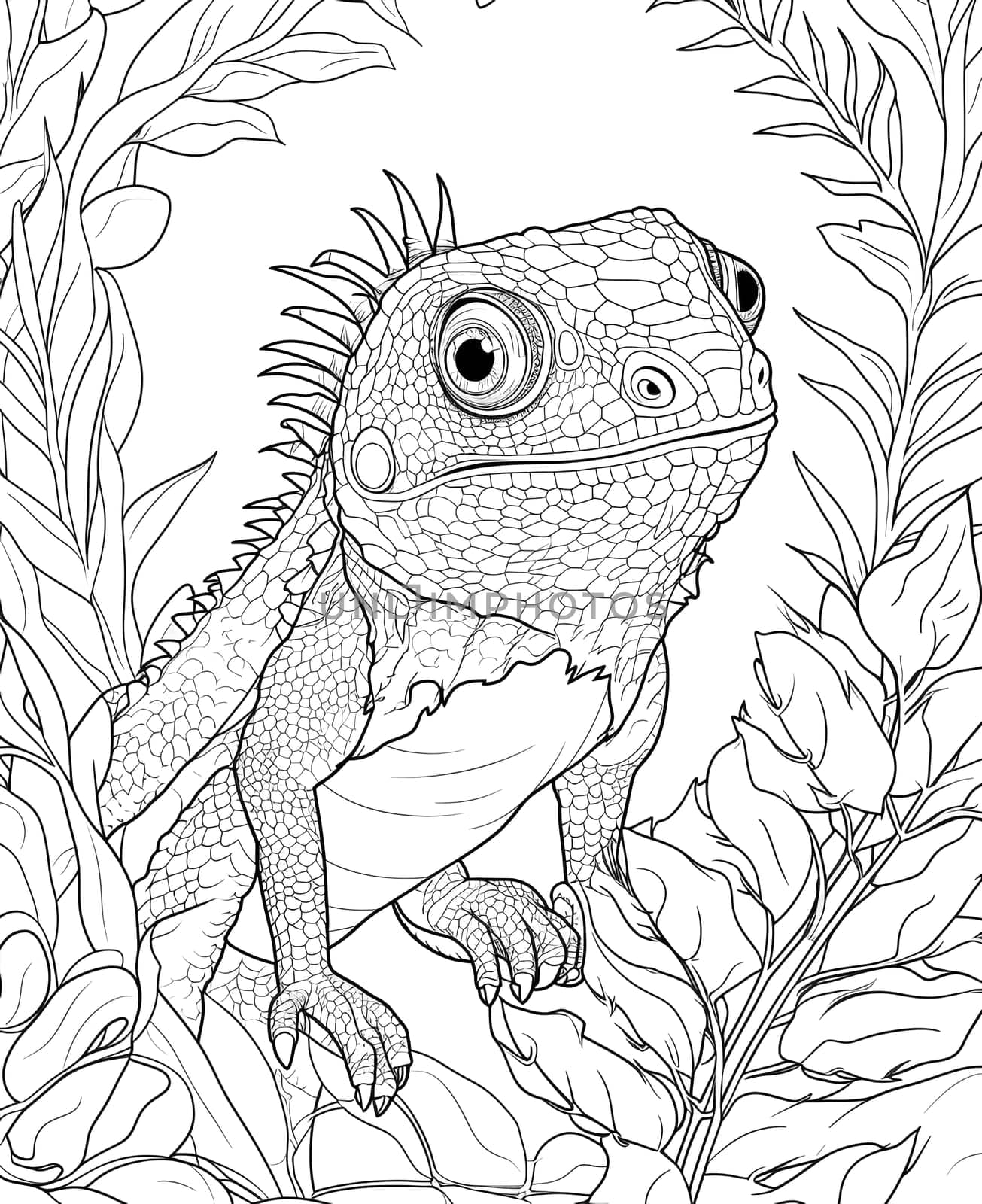 Black and white illustration for coloring animals. Selective soft focus