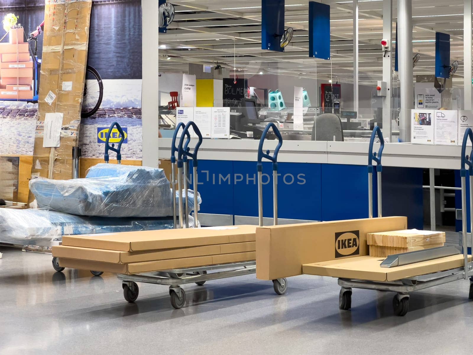 Antalya, Turkey - October 15, 2023 : Ikea delivery point furniture waiting for delivery by Sonat