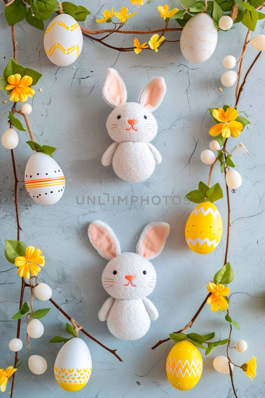Beautiful Easter garland of eggs. Selective focus. Holiday.