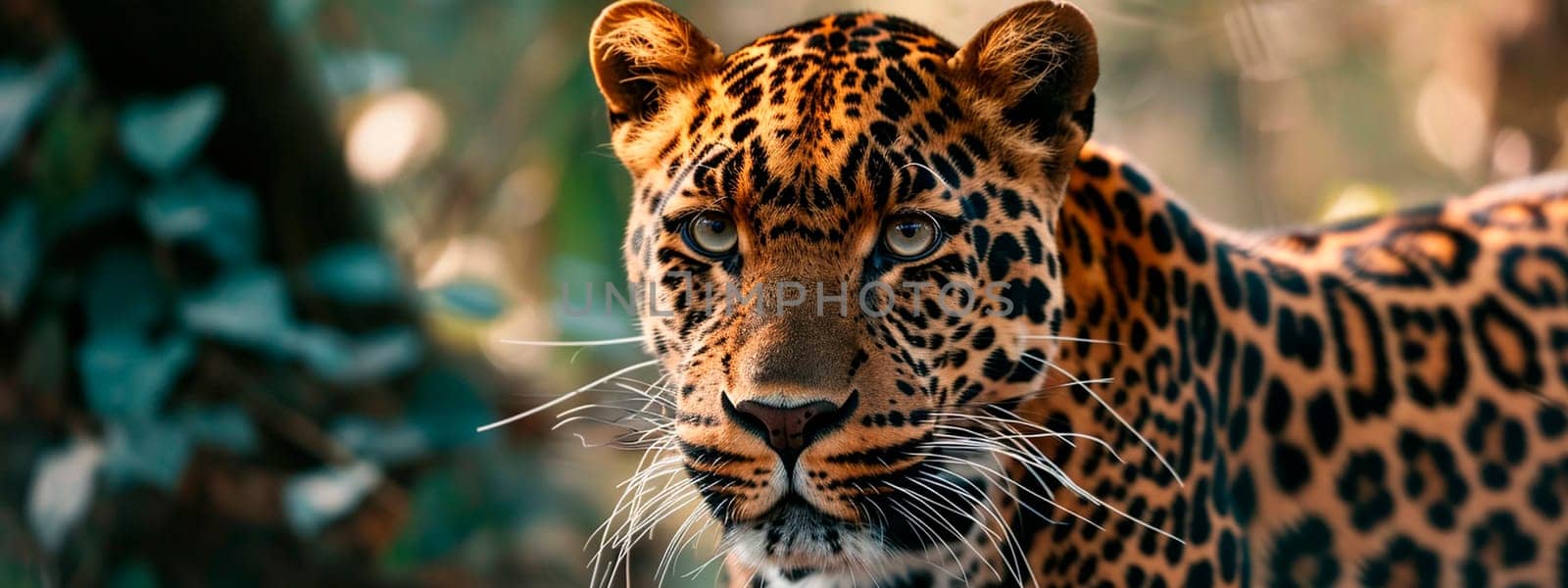 portrait of a leopard in nature. Selective focus. by mila1784