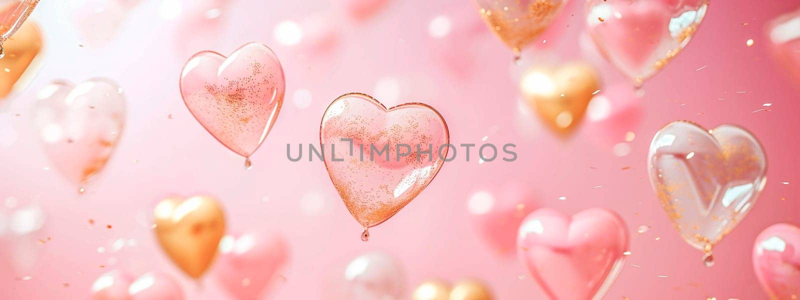 hearts for valentine's day on a pink background. Selective focus. by mila1784