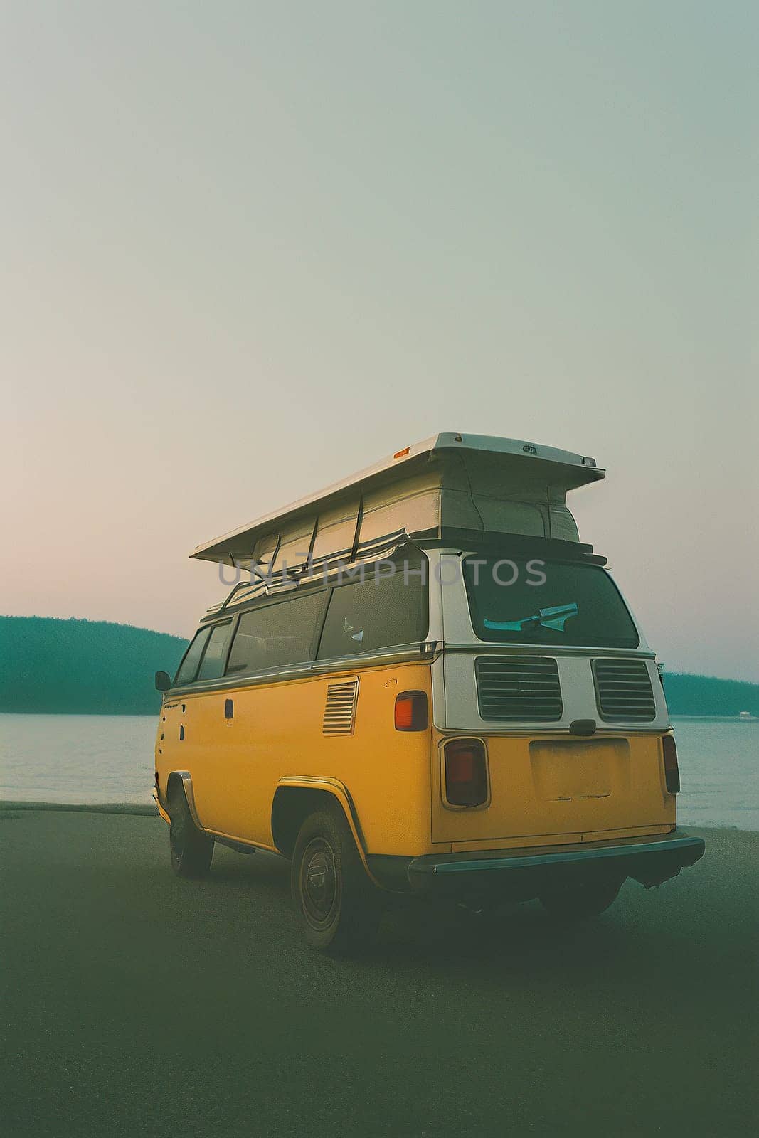 Traveling by car on the road. The concept of road travel in a mobile home. by Annu1tochka