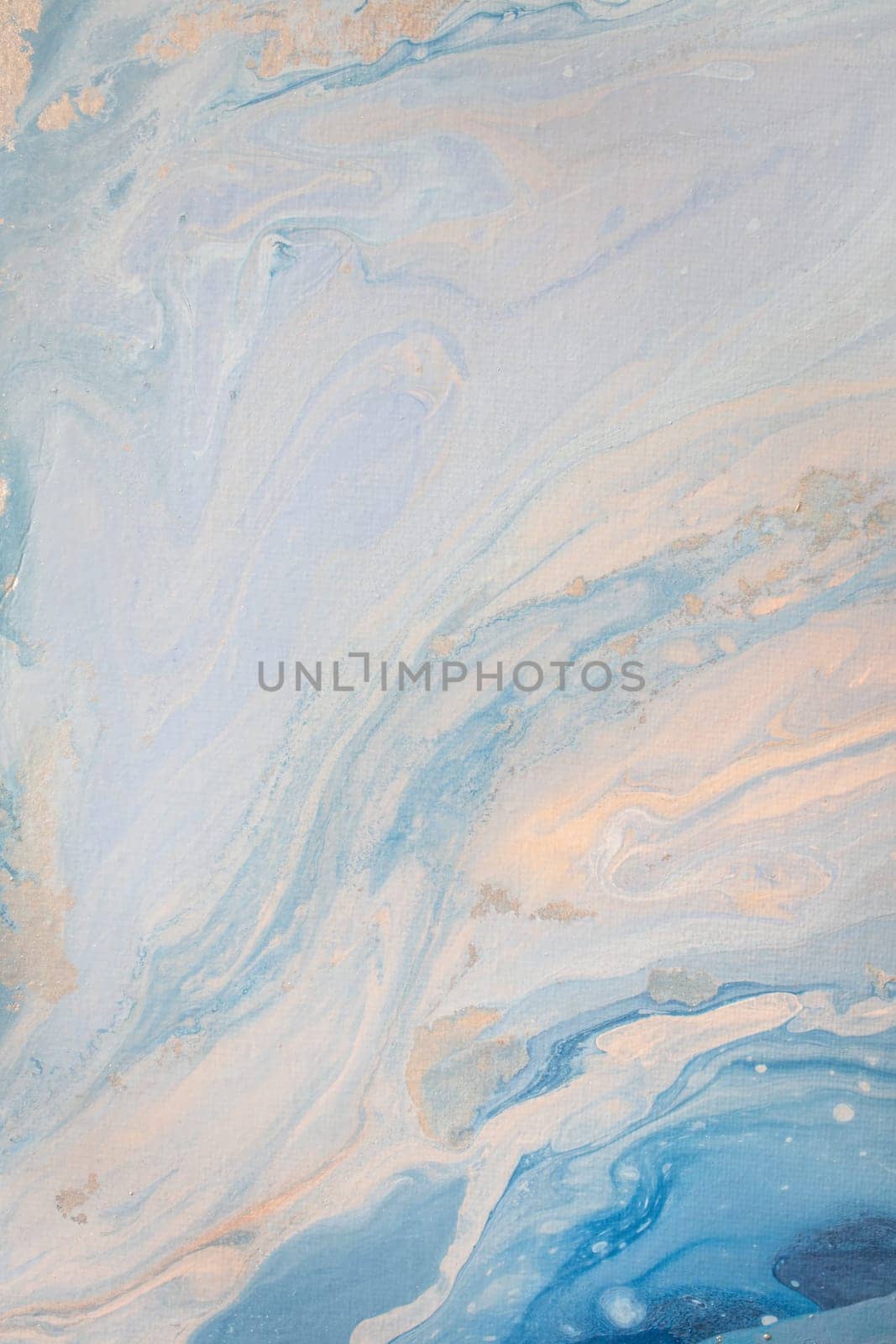 Abstract fluid acrylic painting. Marbled blue abstract background. by MariDein