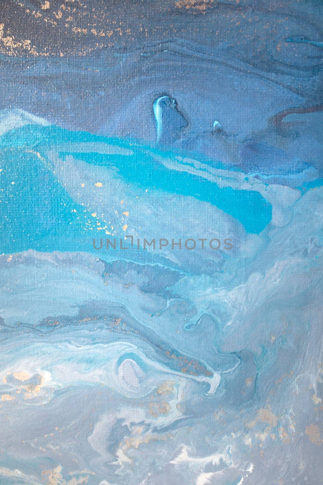 Abstract fluid acrylic painting. Marbled blue abstract background. by MariDein