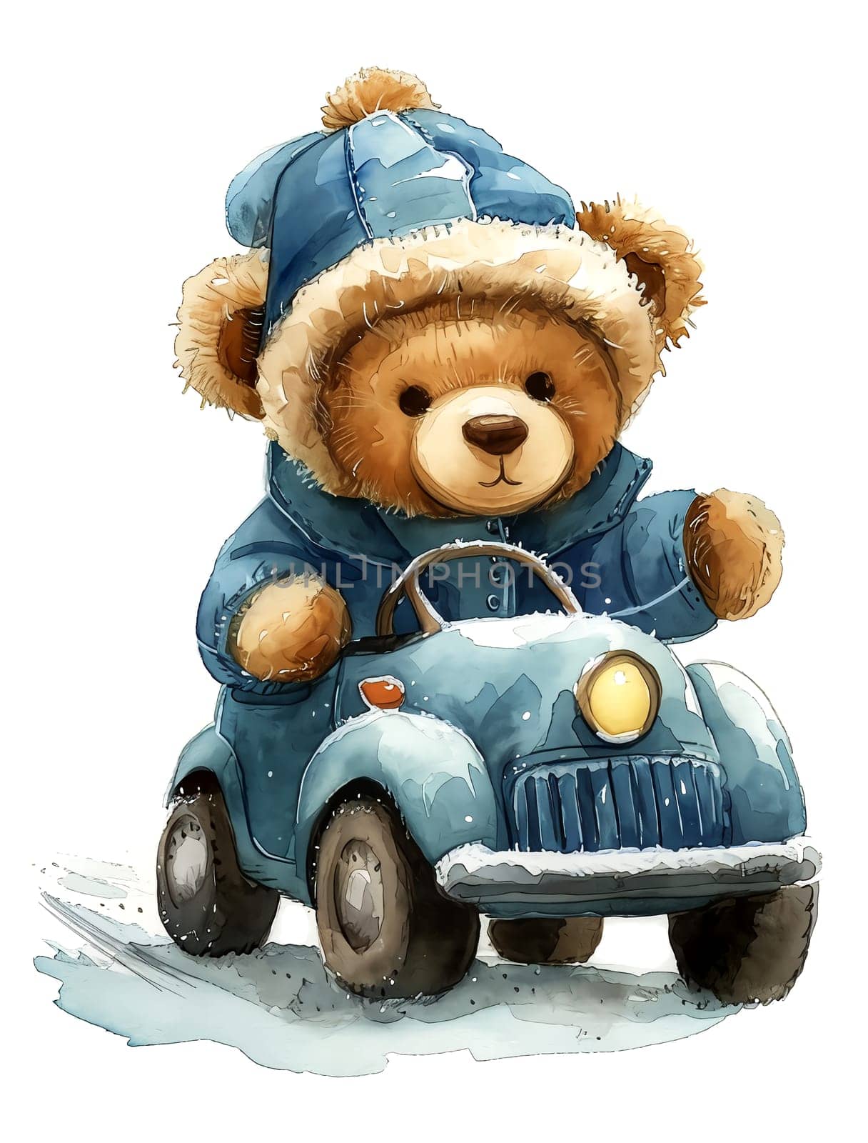 Cute Teddy Bears. Watercolor. Clipart is a great choice for creating cards, invitations, party supplies and decorations. AI generated.