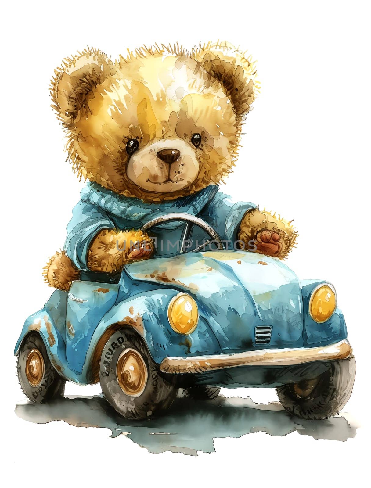 Cute Teddy Bears. Watercolor. Clipart is a great choice for creating cards, invitations, party supplies and decorations. AI generated.