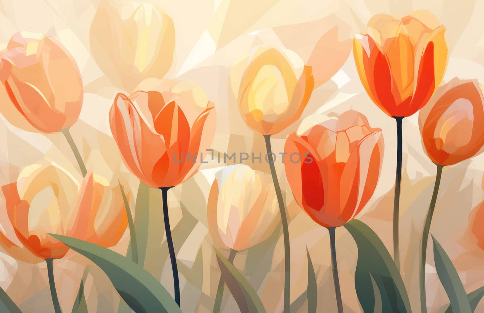Radiant Spring: A Colorful Floral Bouquet Blooming in a Lush Garden, with Vibrant Tulips and Fresh Flowers on a Bright Green Background