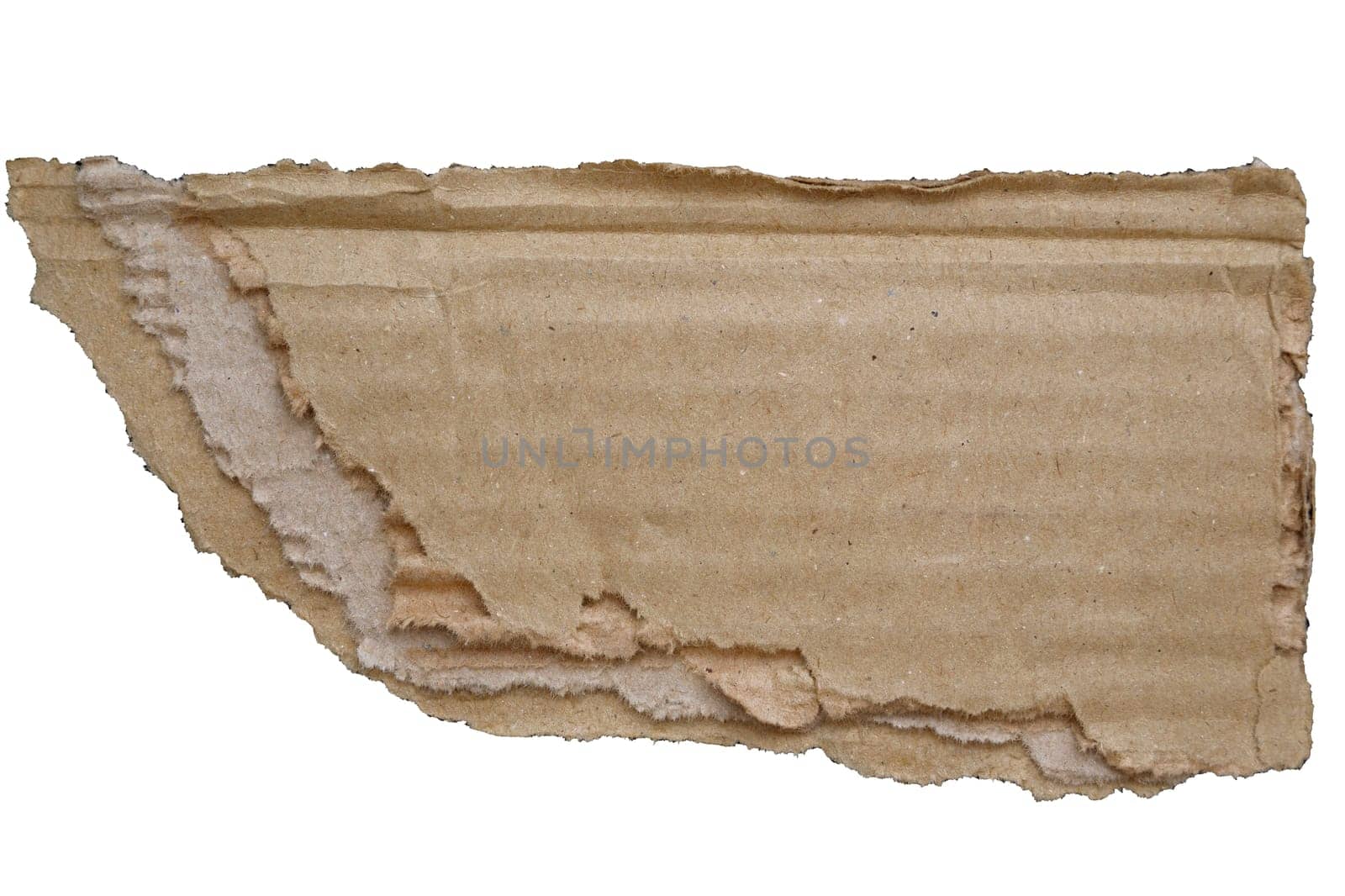 Cardboard Pieces Textured Background. Carton Piece with Copy Space, Ripped Kraft Paper Wallpaper, Brown Wrapping Vintage Paper Isolated Top View