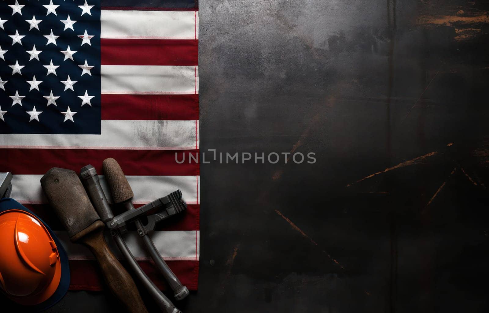 American Flag: A Symbolic Tribute to Freedom and Patriotism on a Dark Background by Vichizh