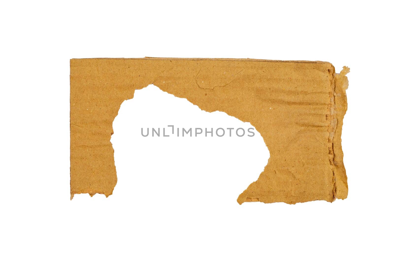 Old Ripped paper. Carton Piece, Ripped Kraft Paper Wallpaper, Brown Wrapping Vintage Paper Isolated Top View