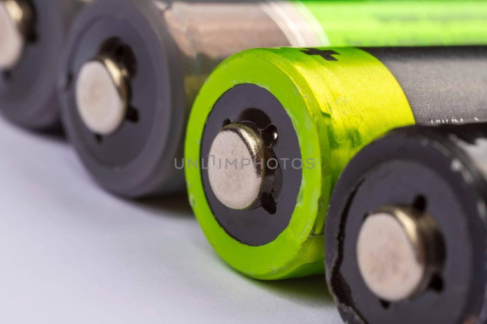 A row of lithium batteries Close up. by EdVal