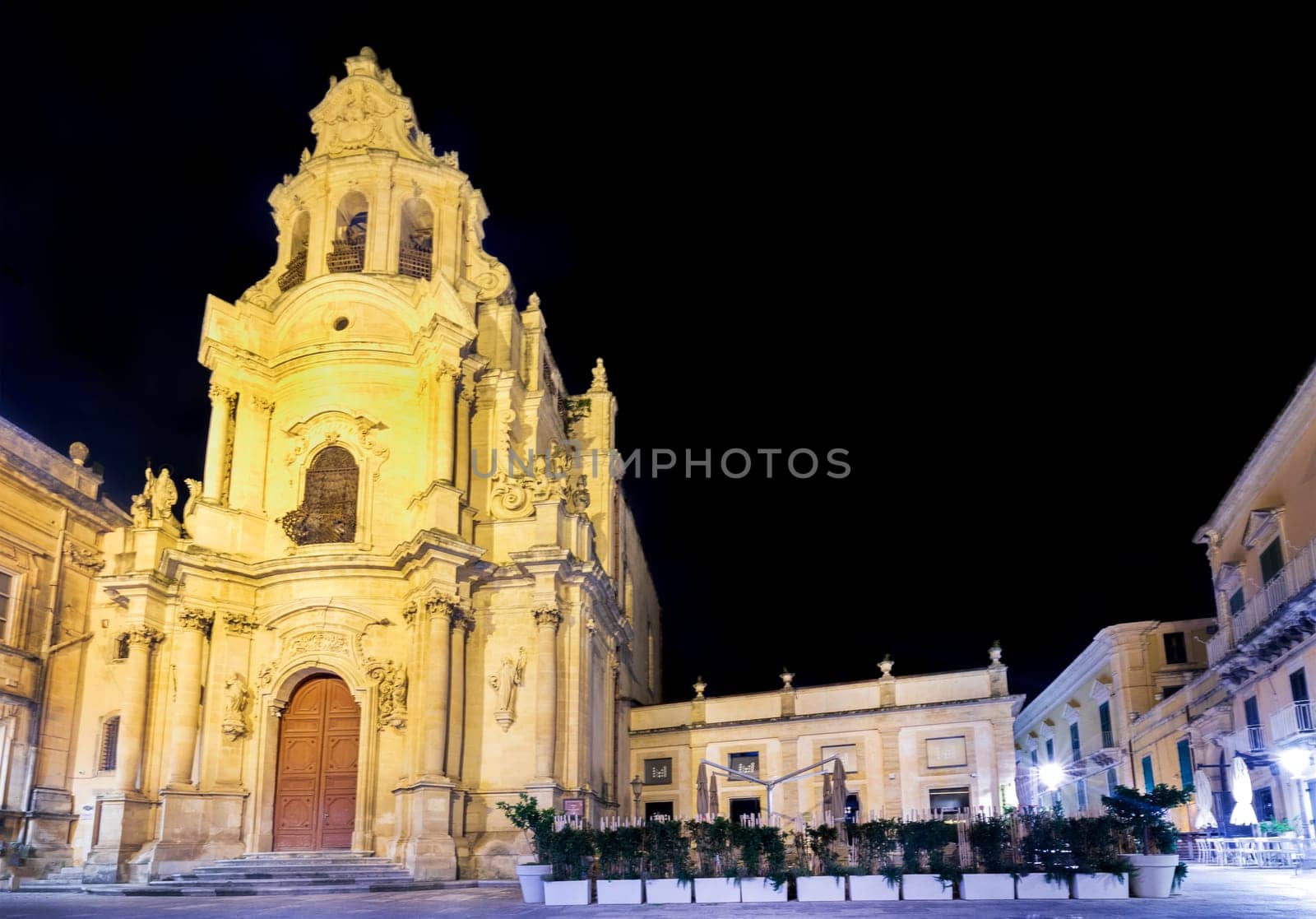 Church of Saint Joseph (Chiesa di San Giuseppe) in Ragusa, Sicily, Italy at night by EdVal