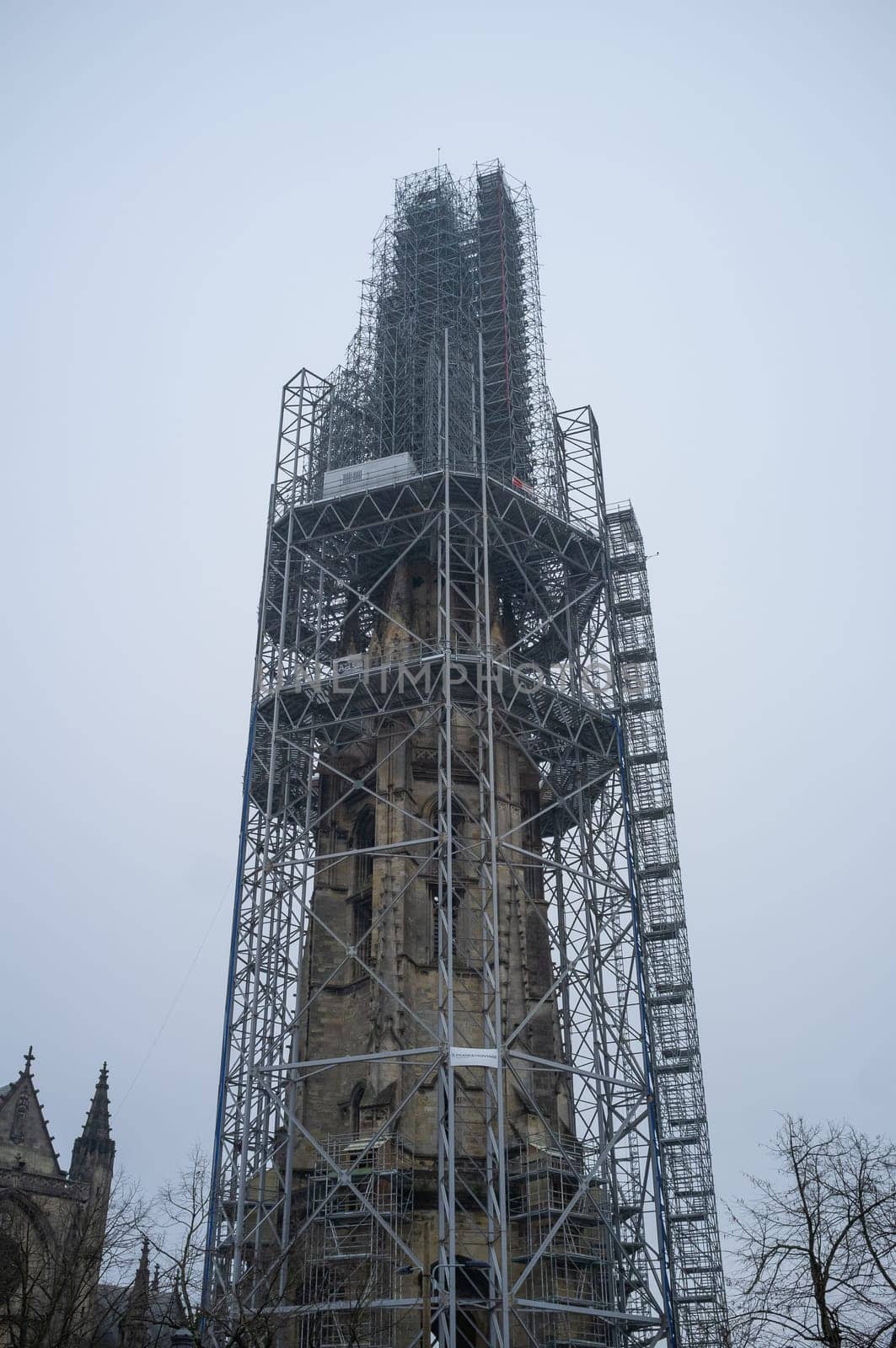 Scaffolding on Saint Michel church in Bordeaux city. High quality photo