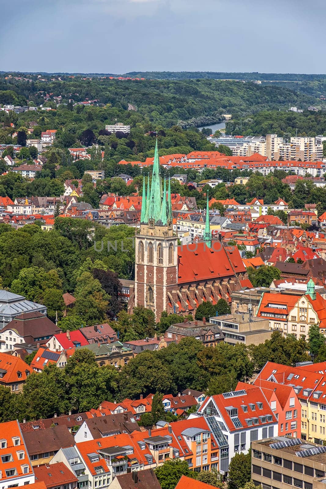Aerial view of church St. Georgs Chorknaben in  Ulm, Germany by EdVal