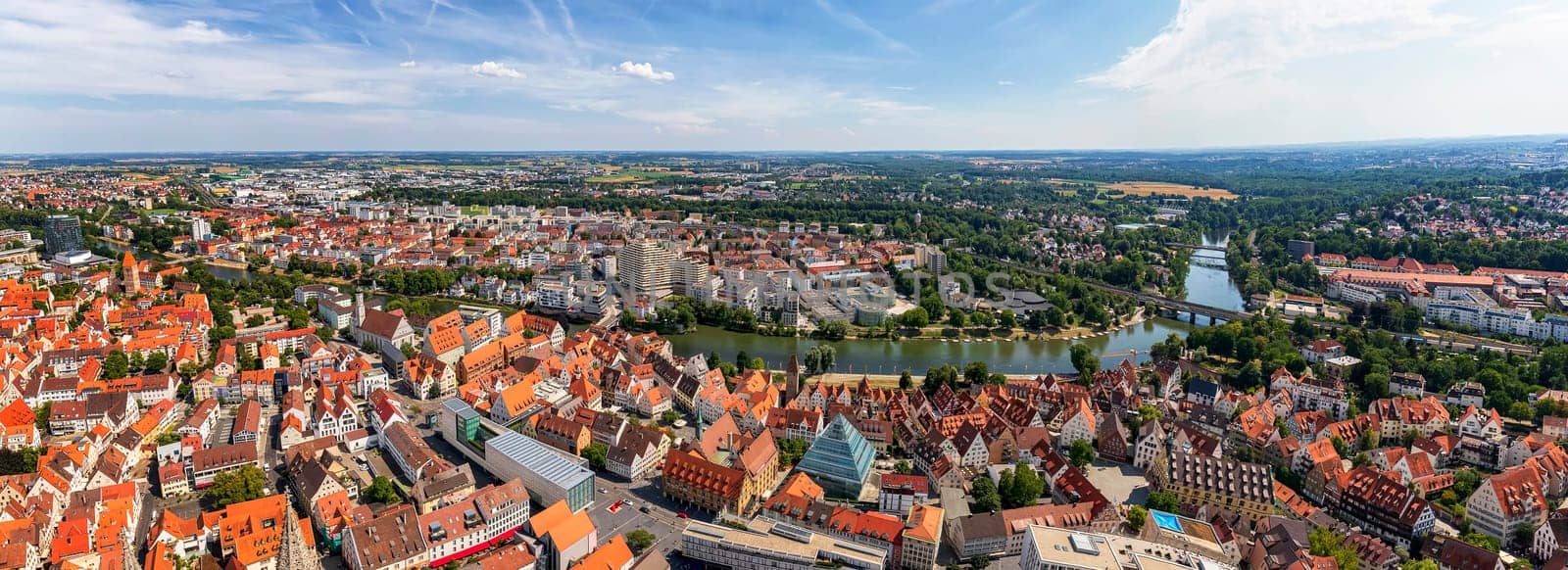 Amazing panoramic view of the city Ulm and river Danube, Germany. by EdVal