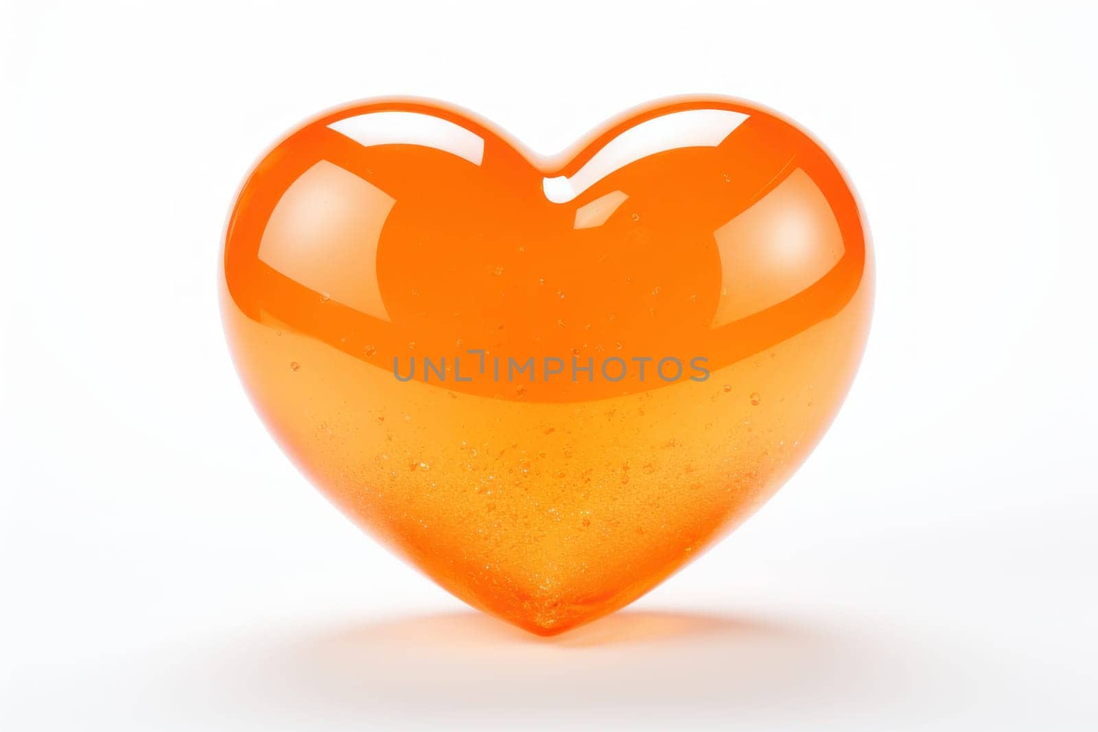 Orange heart isolated on white background. Generative AI by golfmerrymaker