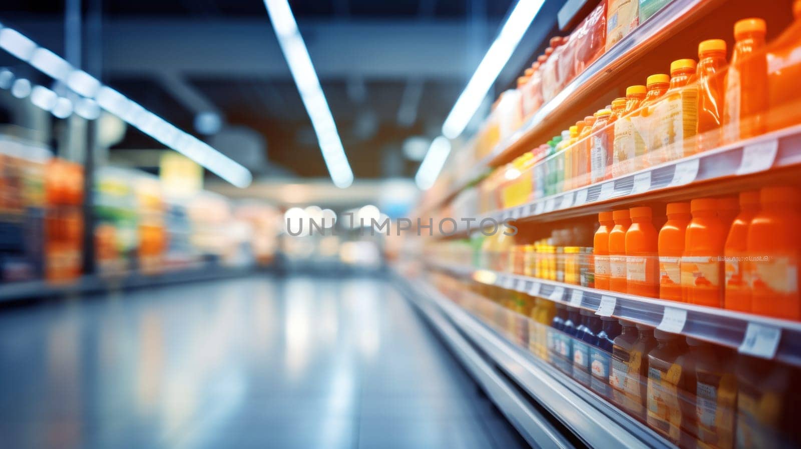 Abstract blurred supermarket shopping mall for background. Generative Ai by golfmerrymaker