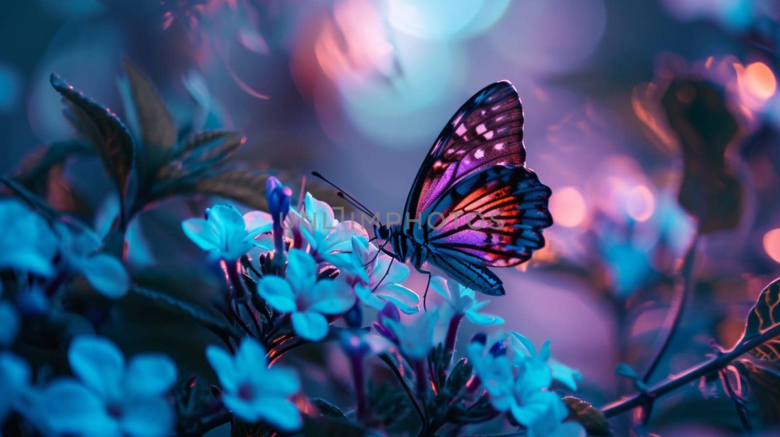 Beautiful butterfly on flowers selective animals focus Generative Ai