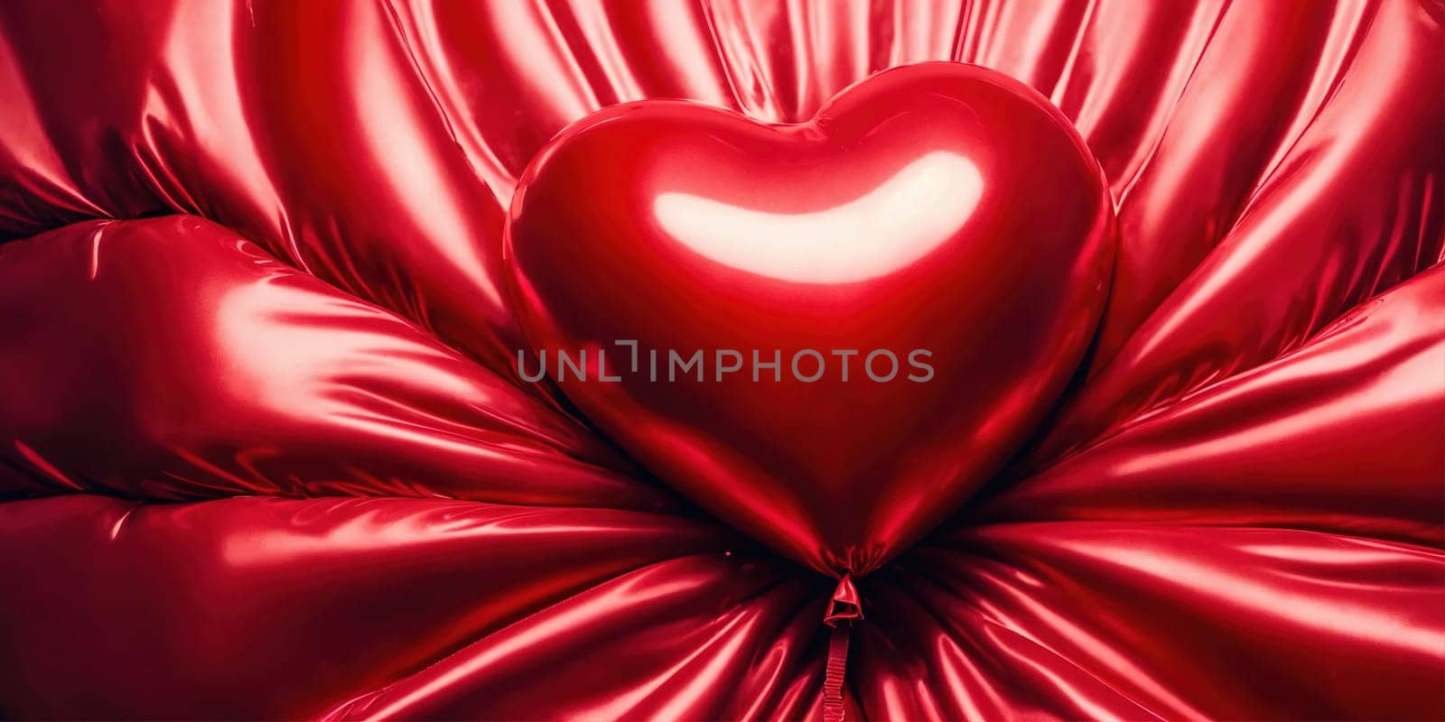 Red heart-shaped balloon for Valentine's Day. Generative AI. High quality photo