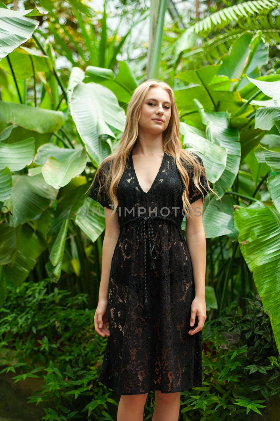 Woman wearing summer clothes on tropical resort