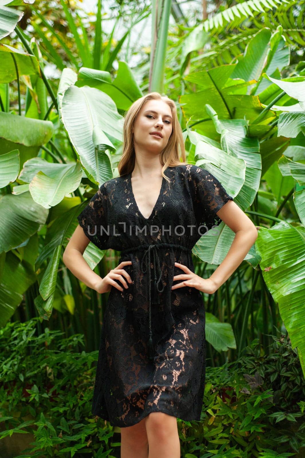 Woman wearing summer clothes on tropical resort