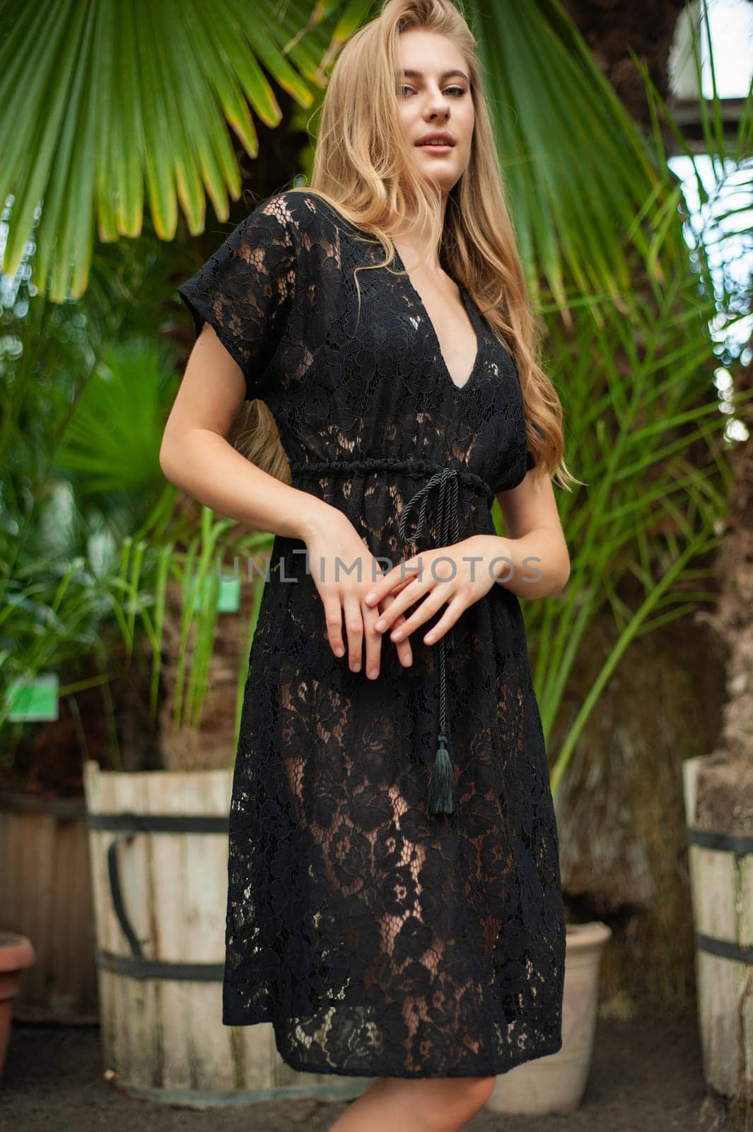 Woman wearing summer clothes on tropical resort