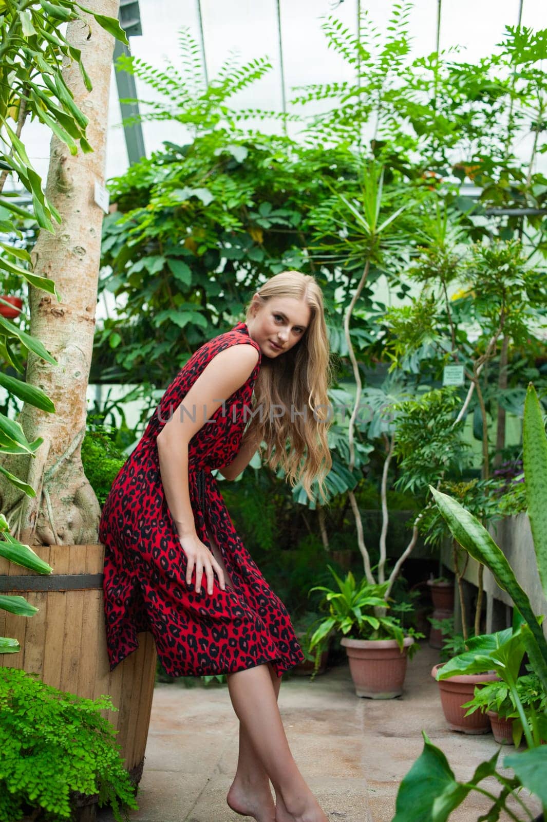 Beautiful young woman wearing summer clothes on tropical resort by OleksandrLipko