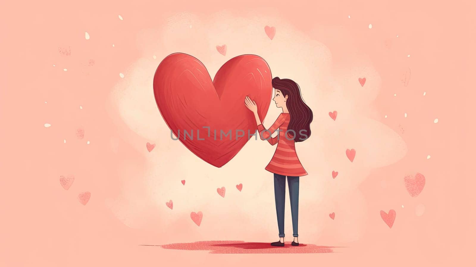 Young woman with heart love icon, valentine concept by Kadula