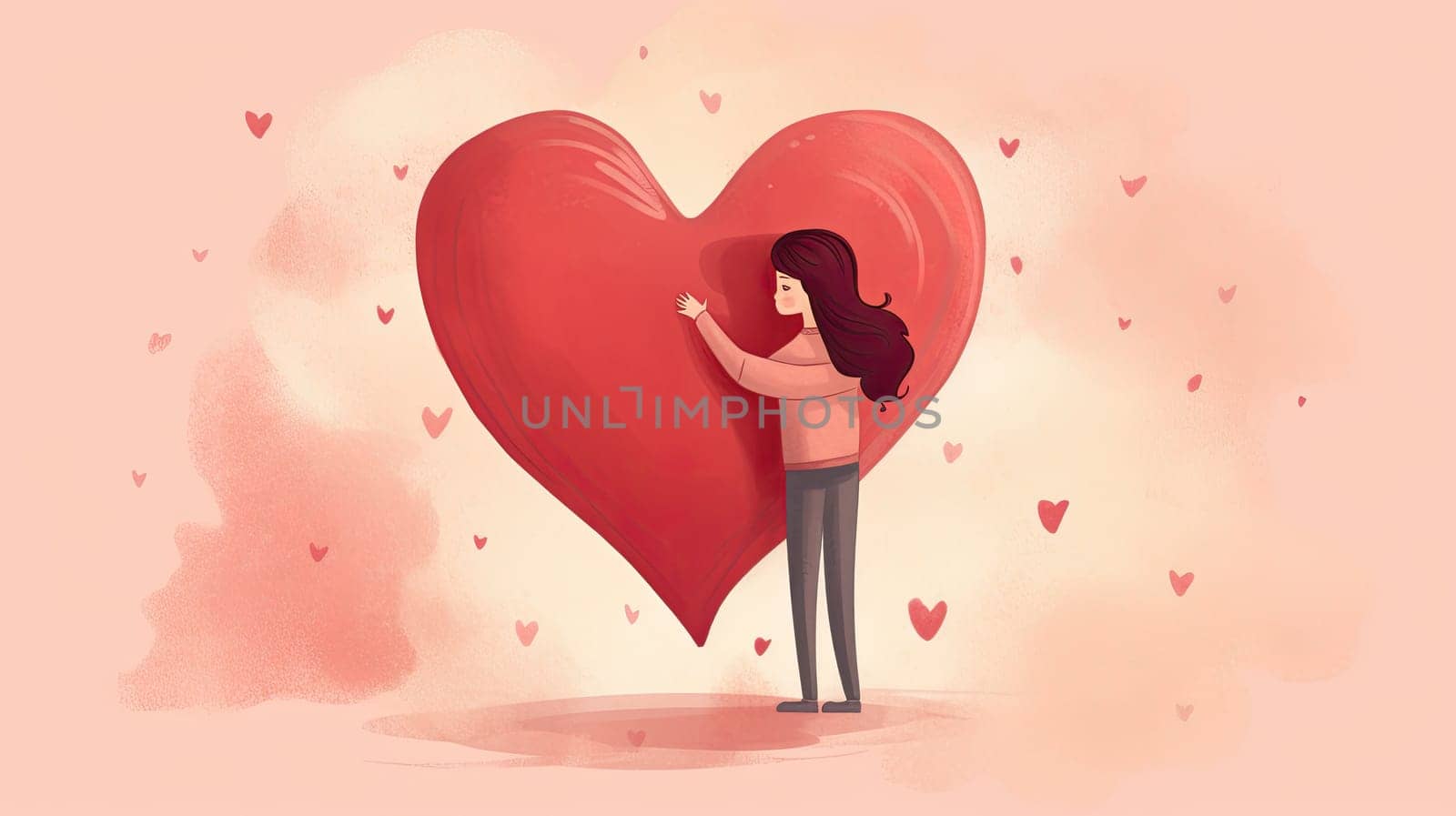 Young woman with heart love icon, valentine concept by Kadula