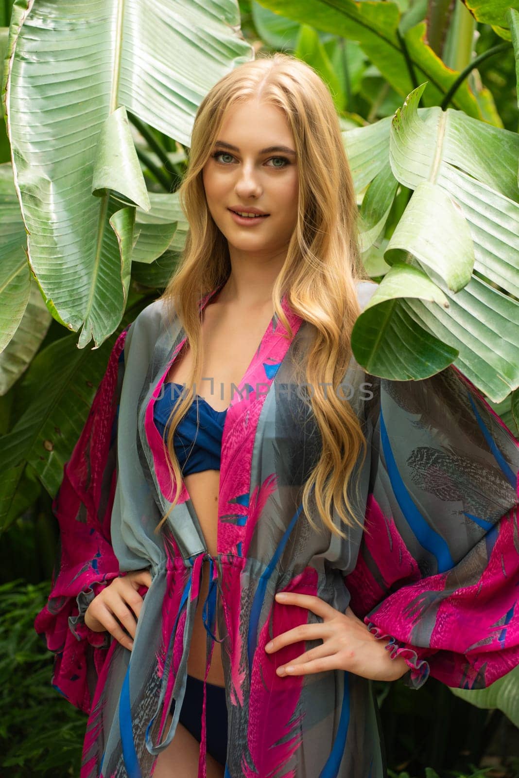 Woman wearing summer clothes on tropical resort