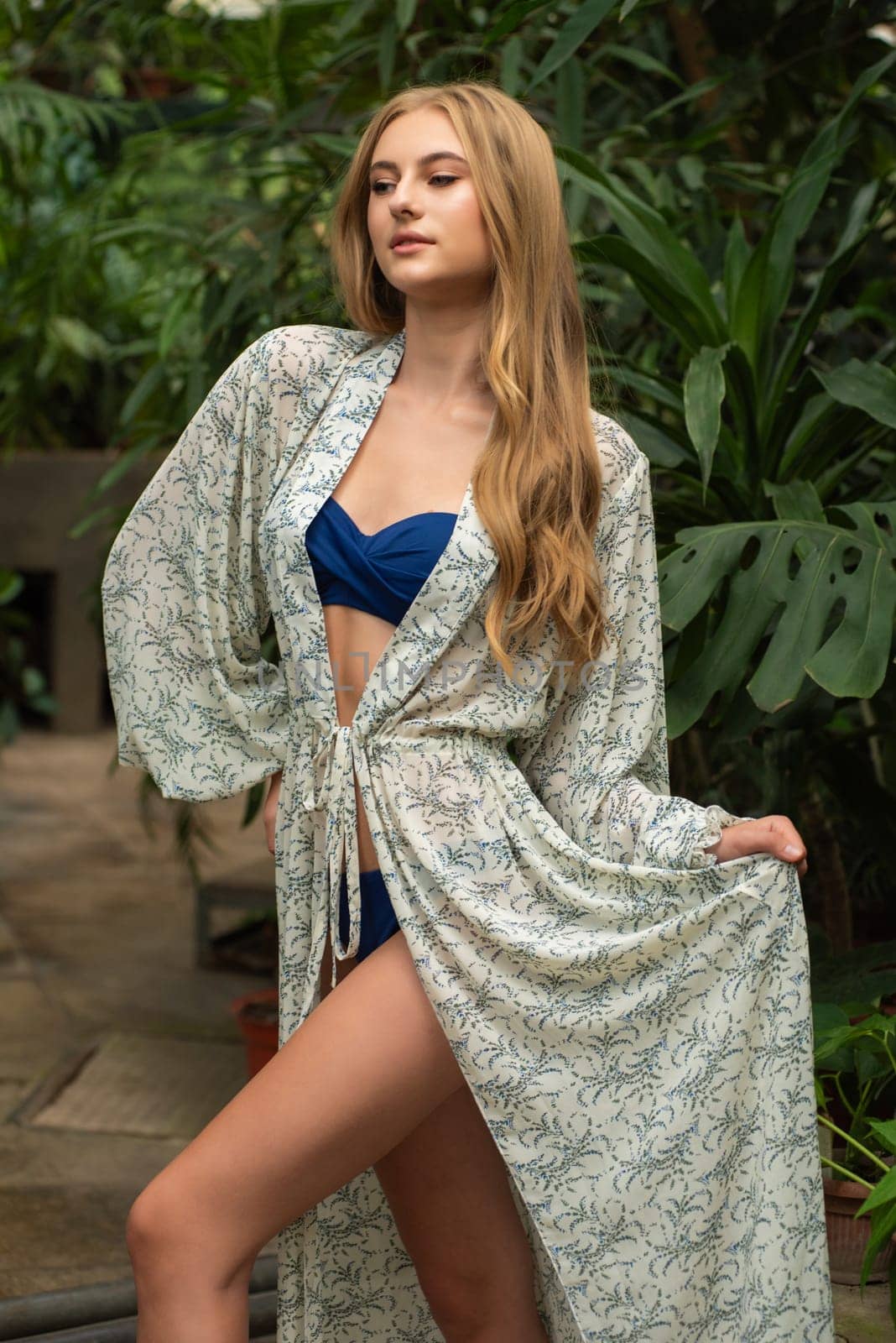 Woman wearing summer clothes on tropical resort