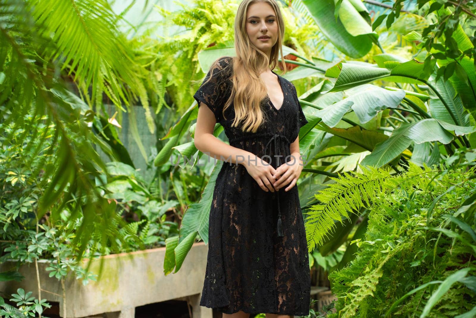 Woman wearing summer clothes on tropical resort