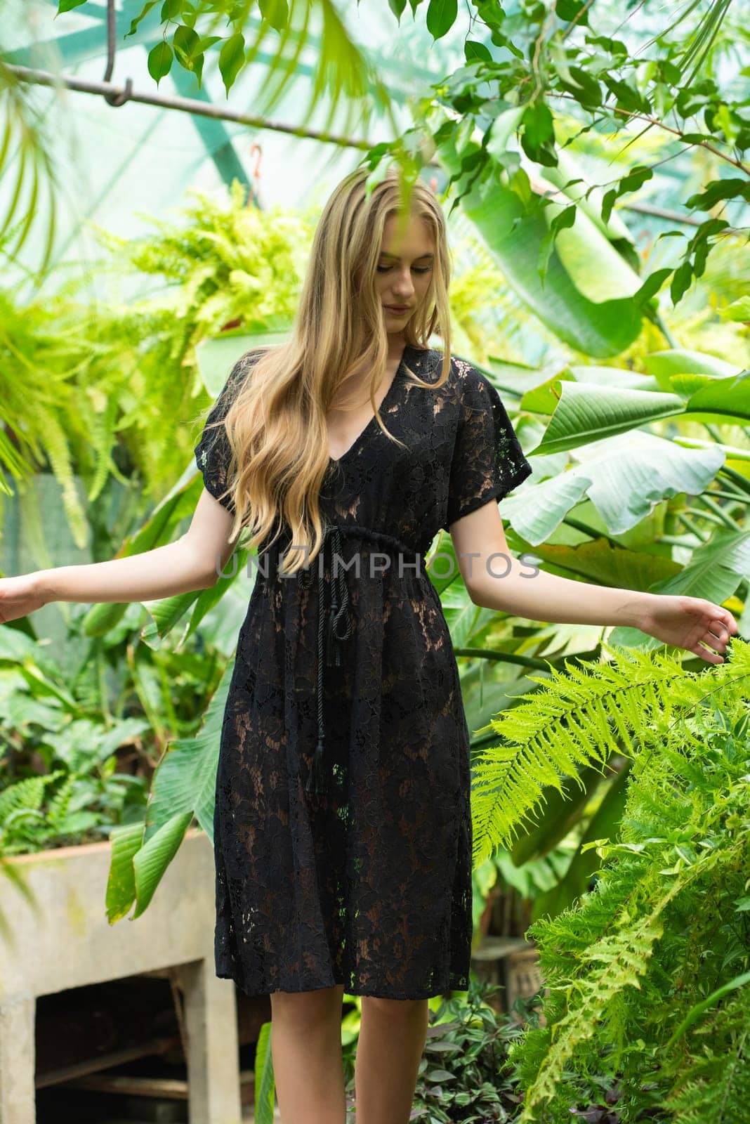 Woman wearing summer clothes on tropical resort