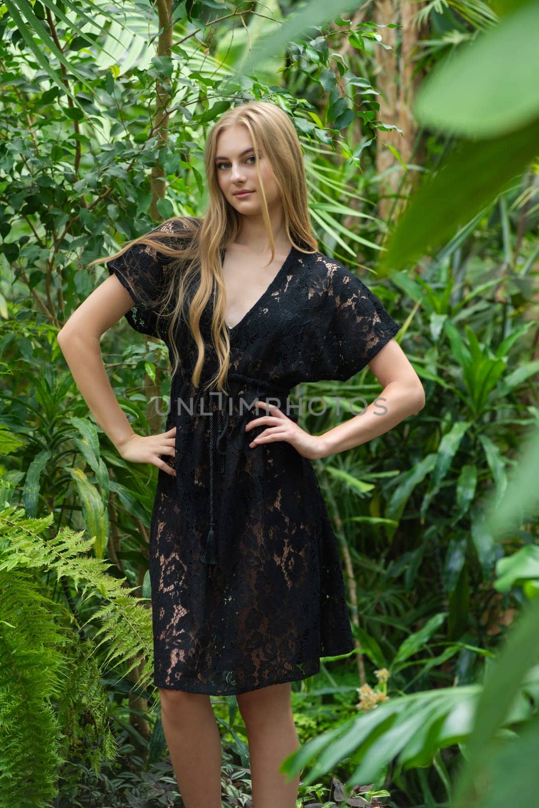 Woman wearing summer clothes on tropical resort