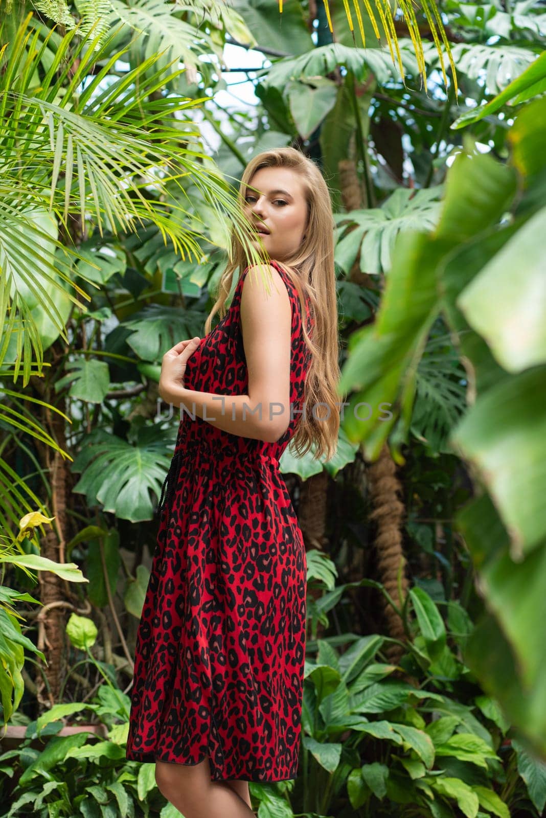 Woman wearing summer clothes on tropical resort