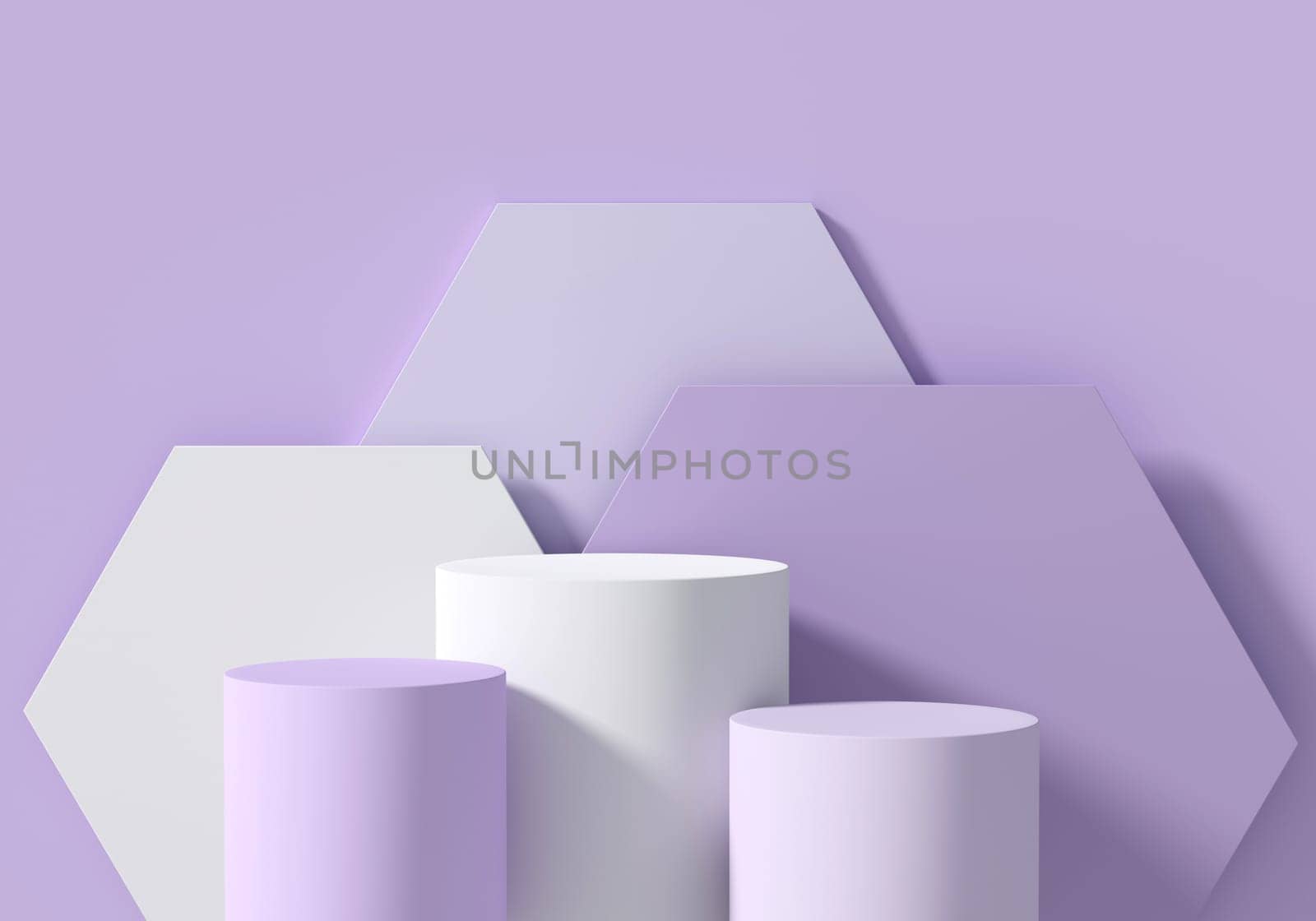 Product display podiums on purple background. Empty podium platforms. by ImagesRouges