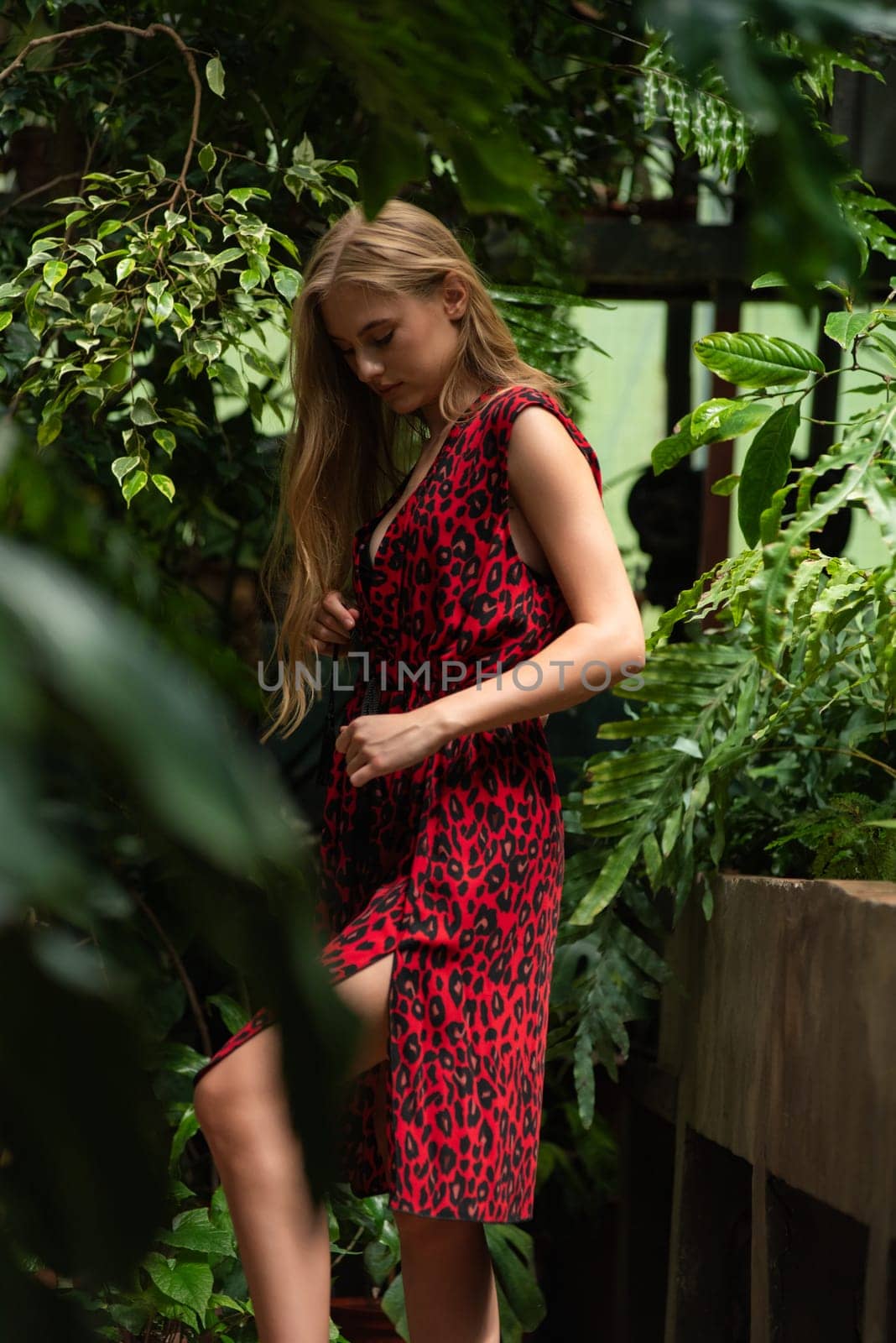 Woman wearing summer clothes on tropical resort