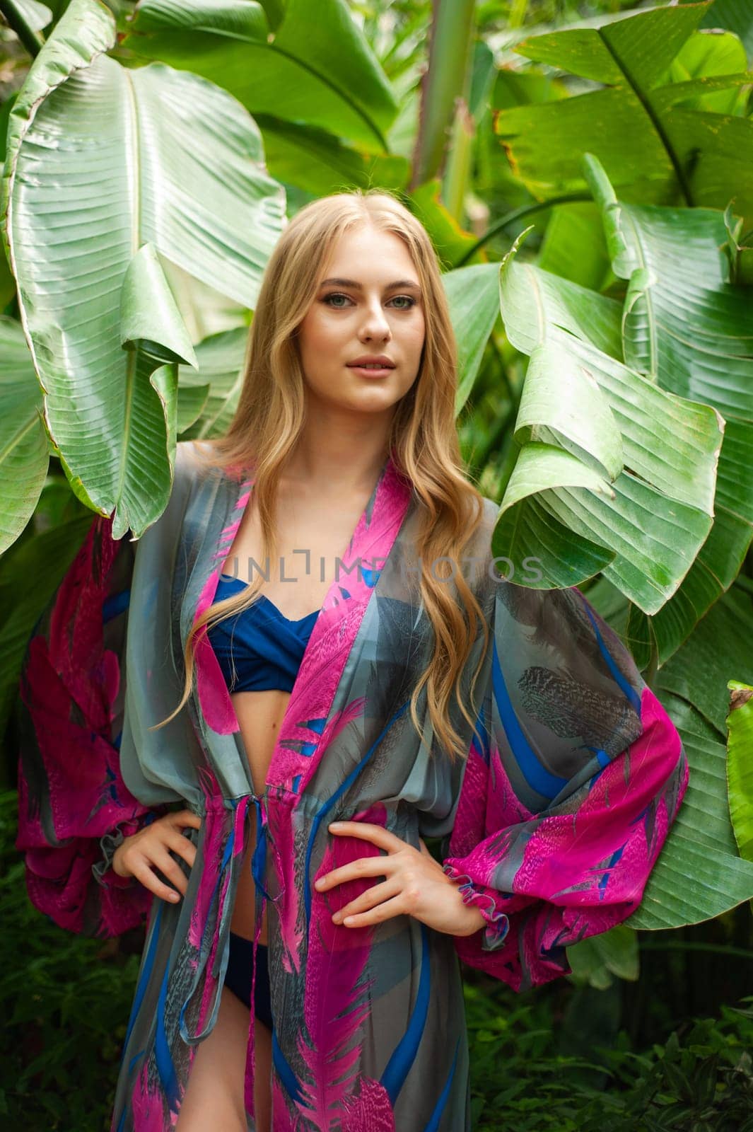 Woman wearing summer clothes on tropical resort