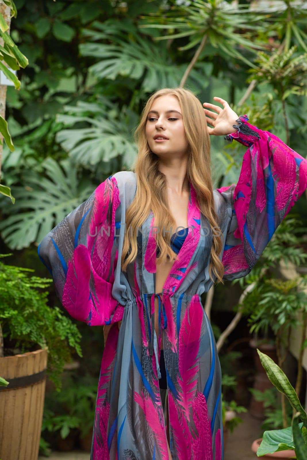 Woman wearing summer clothes on tropical resort