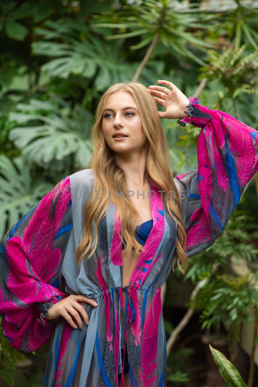 Woman wearing summer clothes on tropical resort