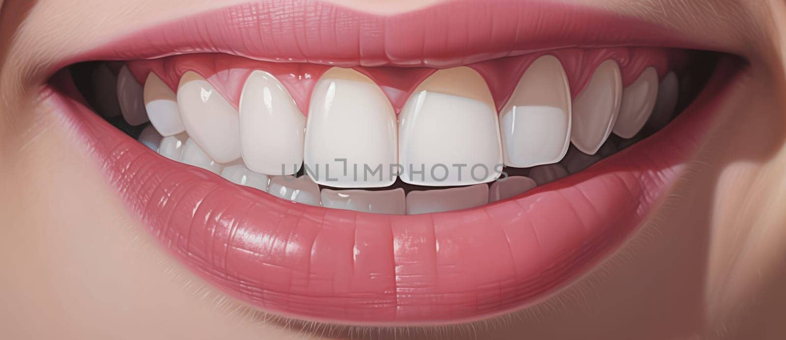 Healthy Smile, Happy Woman: Close-Up of Dentist's Mouth Examining White Dental Tooth in Clinic by Vichizh
